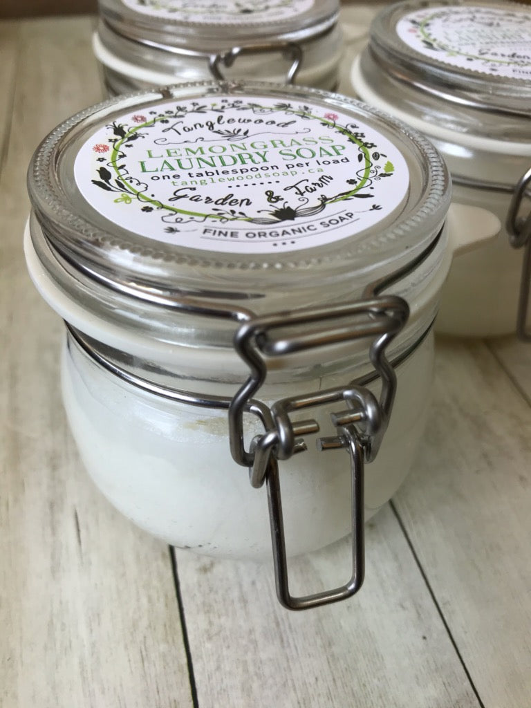 Lemongrass Laundry Soap 125ml Sample Size glass jar wholesale. Min of 3.